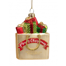 Χριστουγεννιάτικo Γυάλινo Δωράκι με Επιγραφή (11cm)